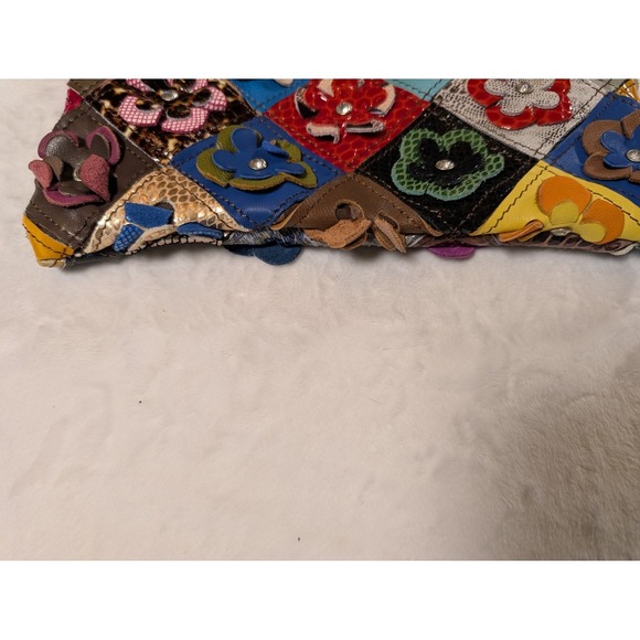 Segater VTG 3D Multicolor Patchwork Leather Floral Shoulder Bag Chain (2 straps) - Picture 10 of 16